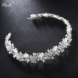 Clear Crystal Bridal Hair Vine Pearls Wedding Jewelry